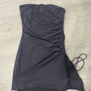 Princess Polly Strapless Black Ruched Side Dress